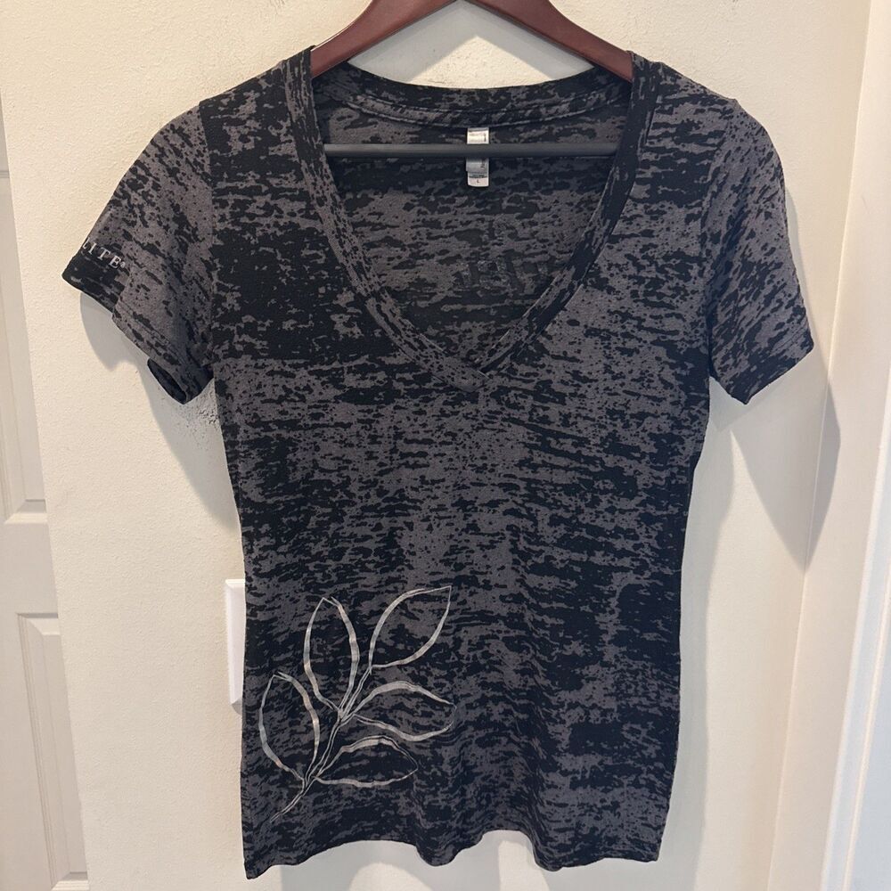 Next Level Burnt Out T-shirt Deep V-neck Nutrilite Gray Black Size L
